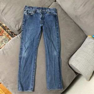 Mens Levis 501 Jeans Button Fly Tag 36x34 Dark Blue Wash Cotton Measure 34 x 33